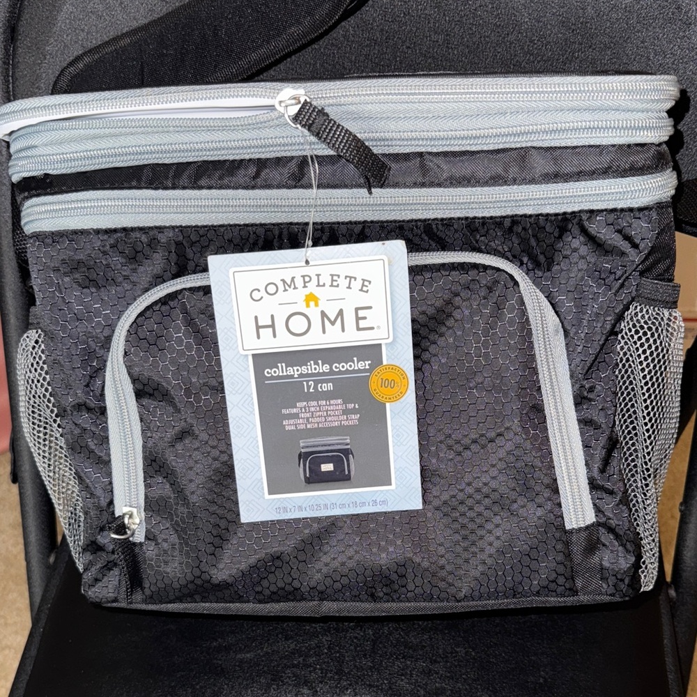 Black Collapsible Cooler, NEW, adjustable strap